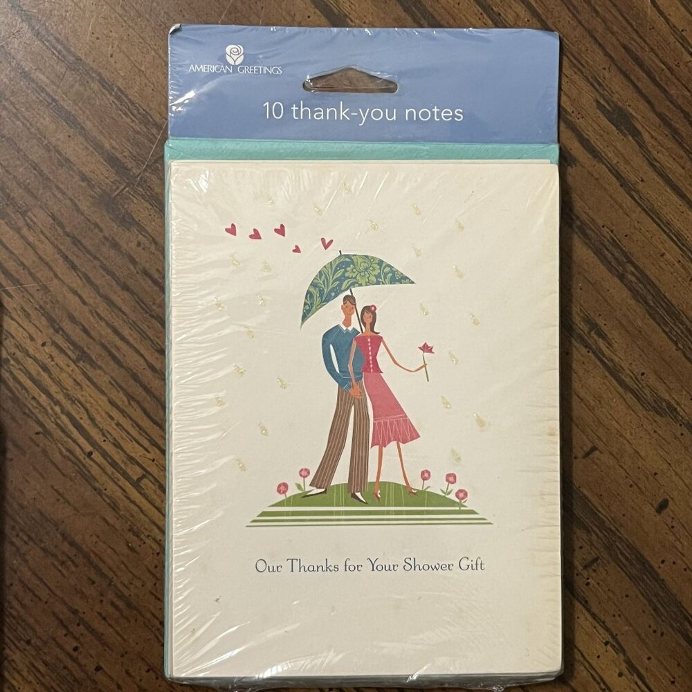 American Greetings 10 Thank You For Shower Gift Notes & Envelopes Blank Inside